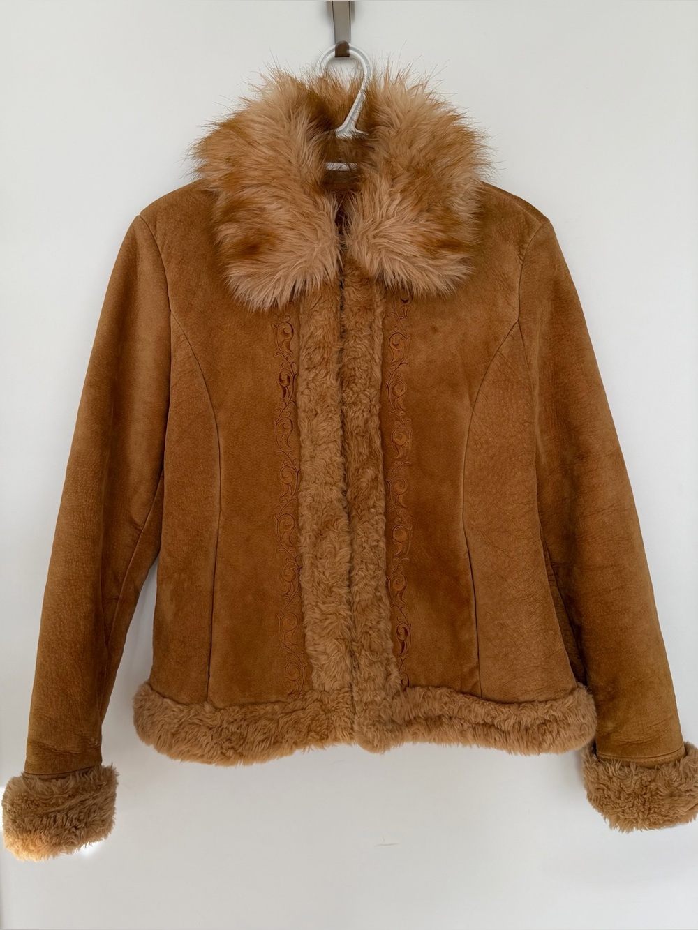 Guess Suede Leather Shearling Coat Y2K Jacket Women’s